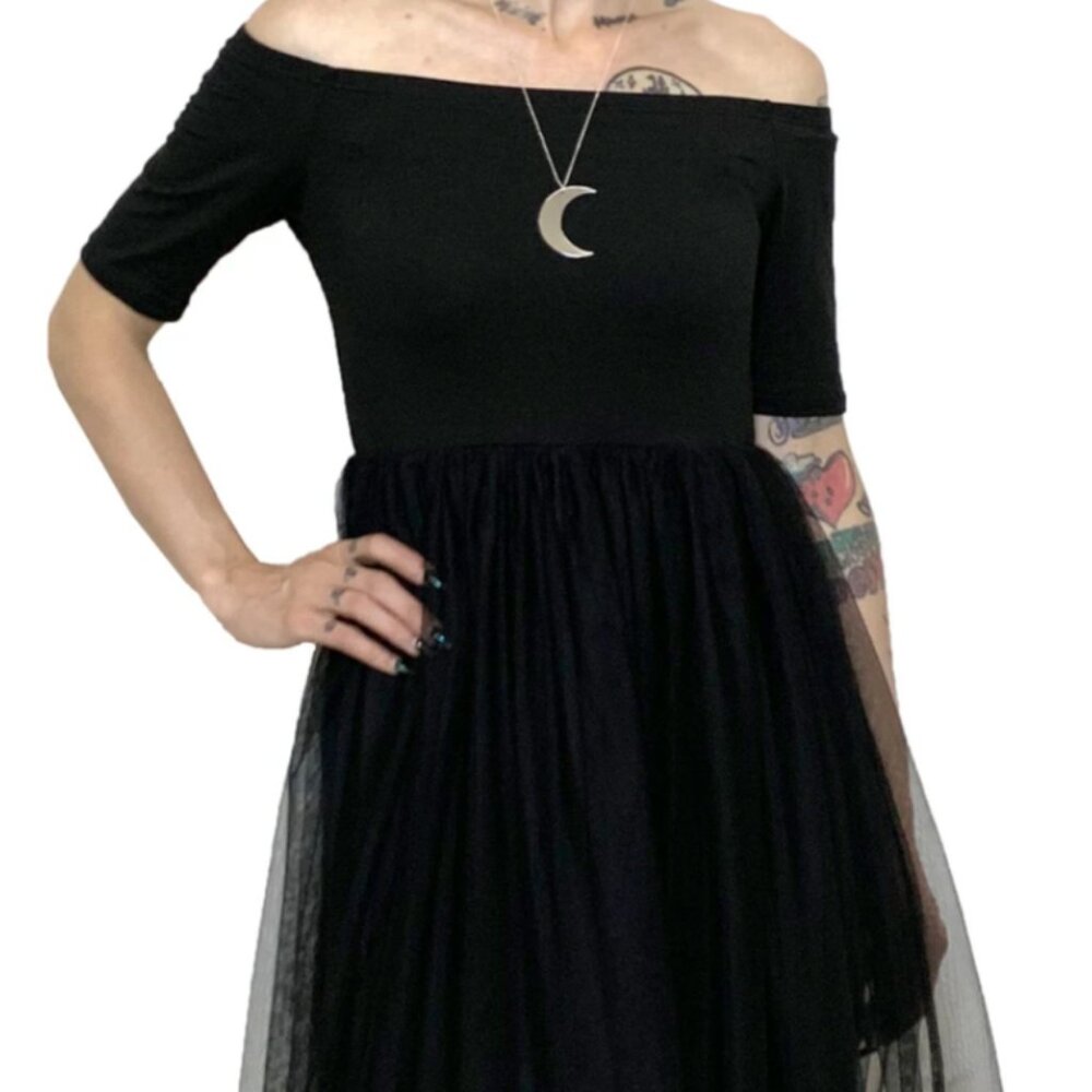 Foxblood party dress goth mesh overskirt